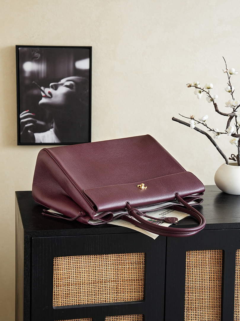 Chanel Large Shopping Tote Bag, AS6289 Dark Burgundy Grained Calfskin