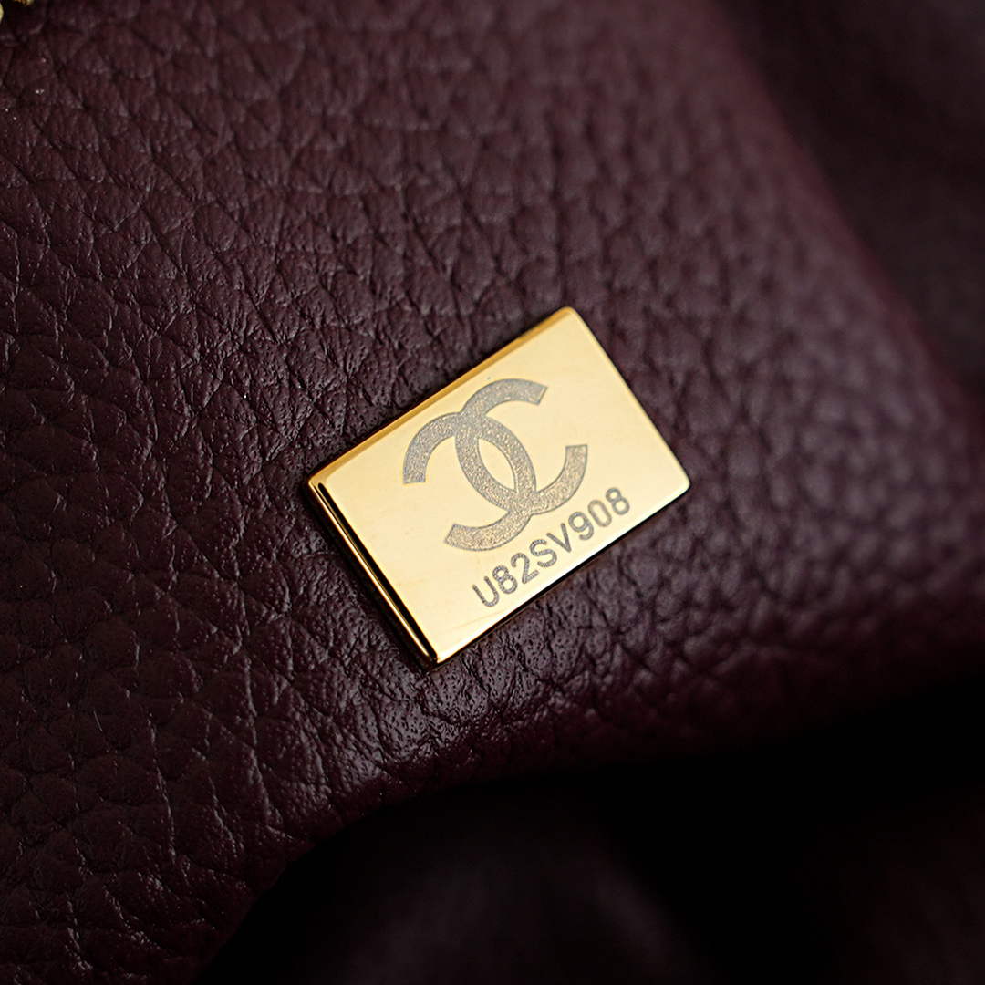 Chanel Large Shopping Tote Bag, AS6289 Dark Burgundy Grained Calfskin