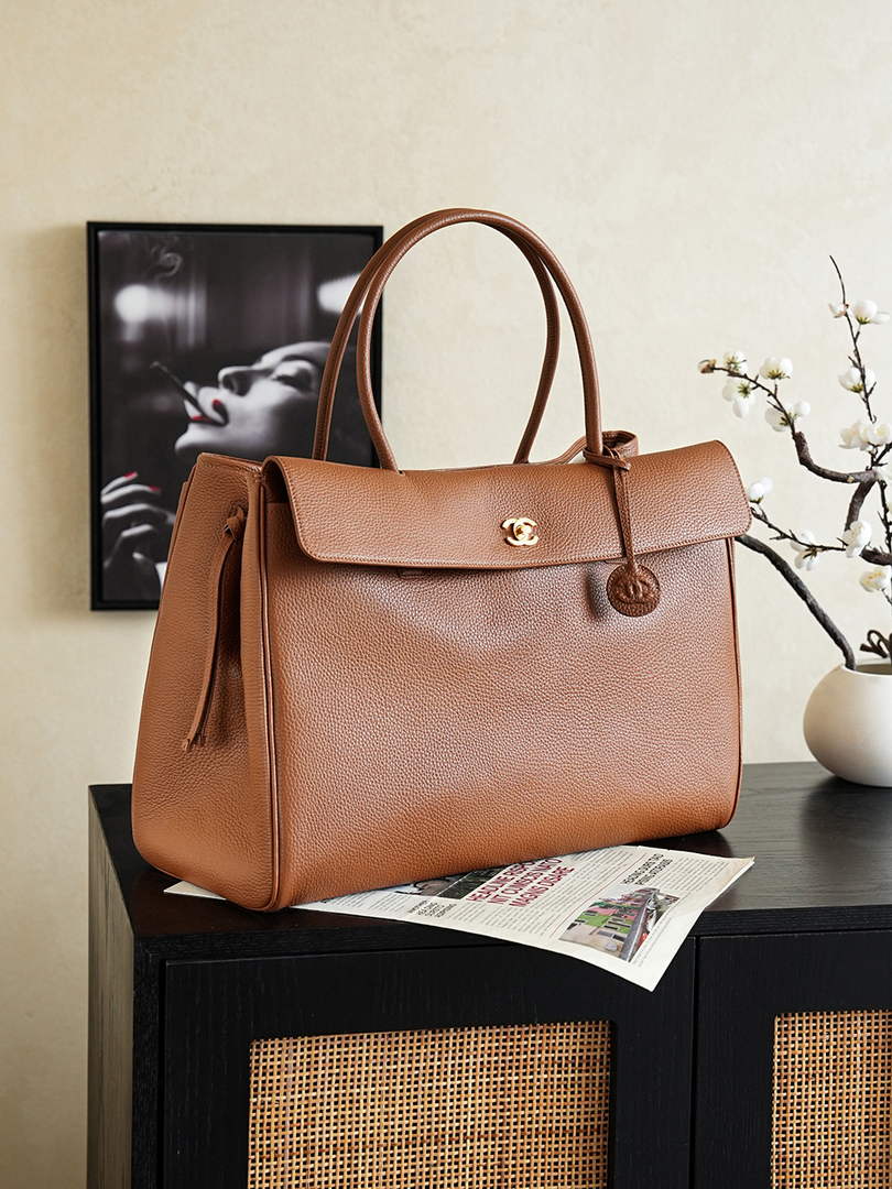 Chanel Large Shopping Tote Bag, AS6289 Brown Grained Calfskin