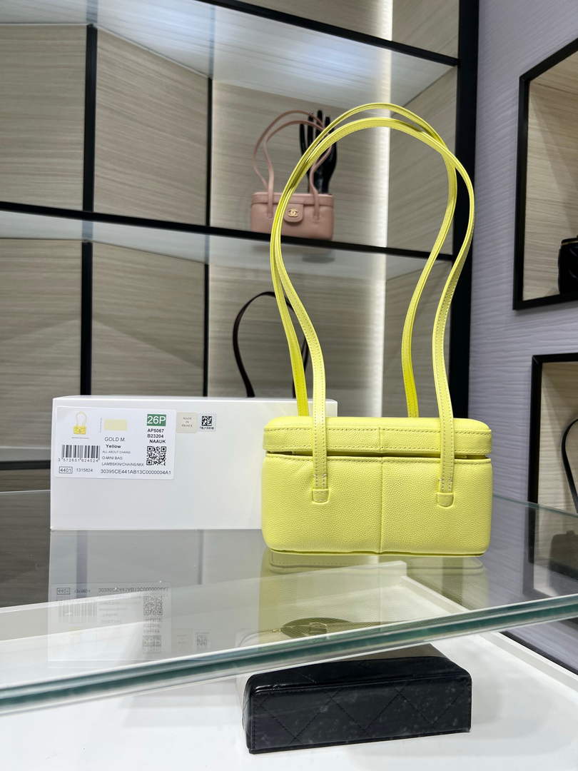 Chanel Long Vanity with Leather Strap AP5067, Calfskin Yellow