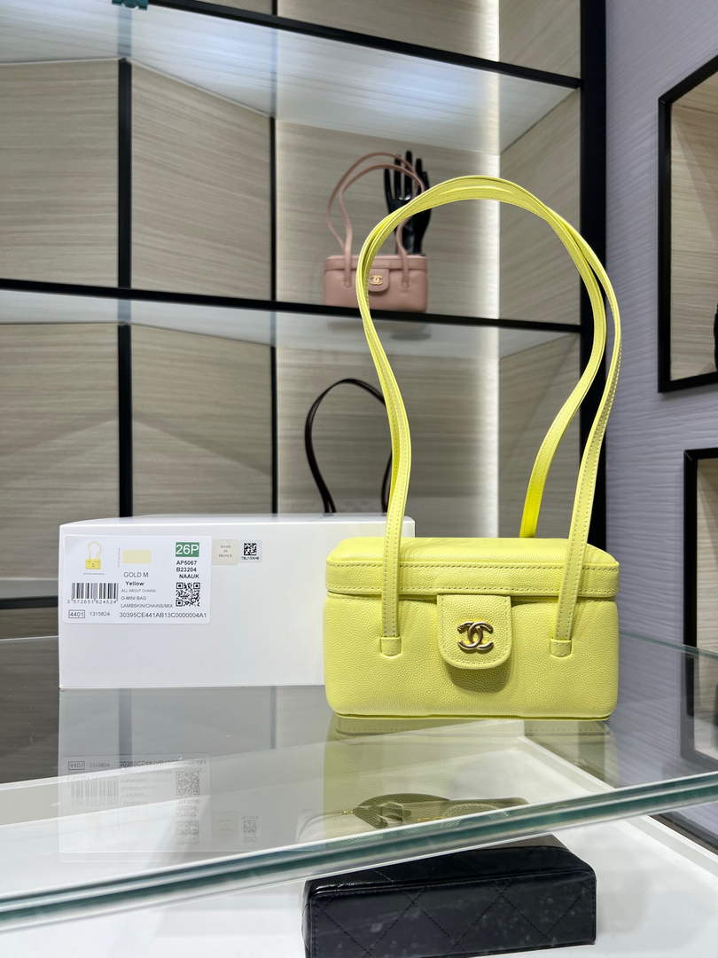 Chanel Long Vanity with Leather Strap AP5067, Calfskin Yellow