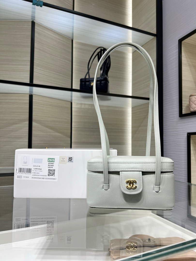 Chanel Long Vanity with Leather Strap AP5067, Calfskin Gray