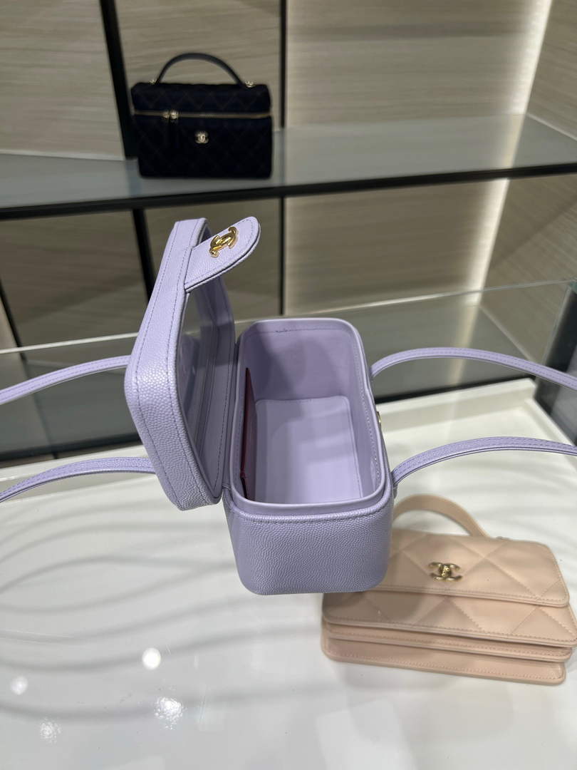 Chanel Long Vanity with Leather Strap AP5067, Calfskin Light Purple