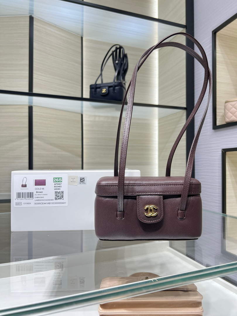 Chanel Long Vanity with Leather Strap AP5067, Calfskin Brown