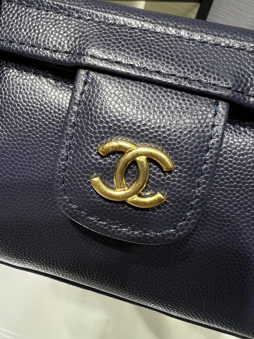 Chanel Long Vanity with Leather Strap, AP5067 Calfskin Navy
