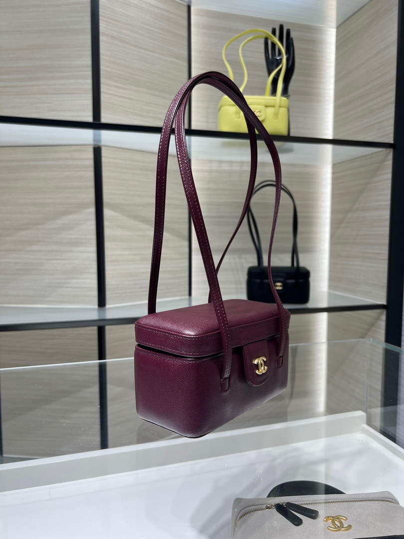 Chanel Long Vanity with Leather Strap AP5067, Calfskin Dark Burgundy