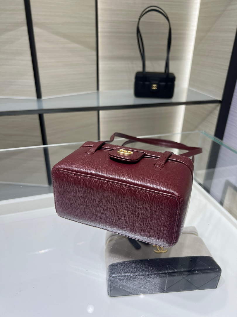 Chanel Long Vanity with Leather Strap AP5067, Calfskin Dark Burgundy