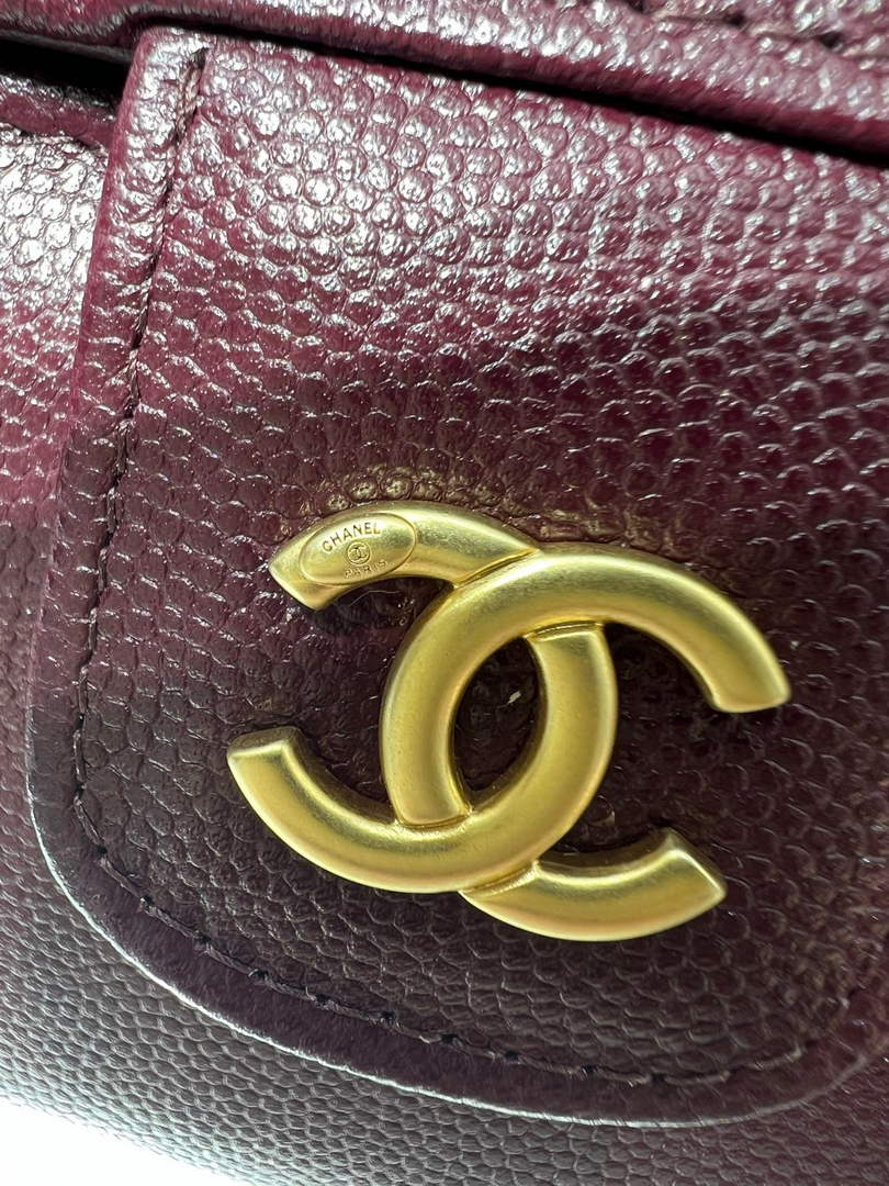 Chanel Long Vanity with Leather Strap AP5067, Calfskin Dark Burgundy