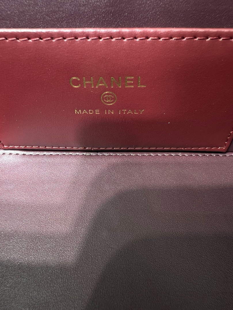 Chanel Long Vanity with Leather Strap AP5067, Calfskin Dark Burgundy
