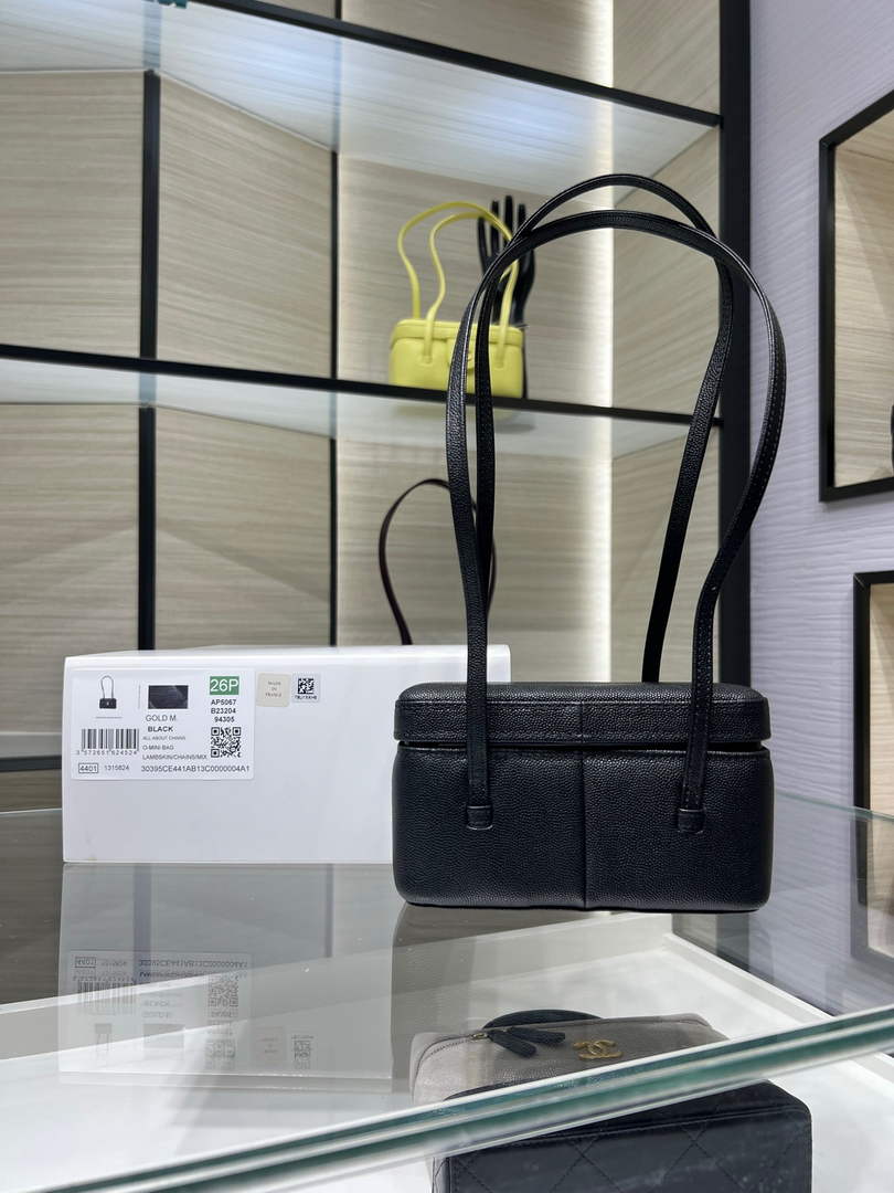 Chanel Long Vanity with Leather Strap AP5067, Calfskin Black