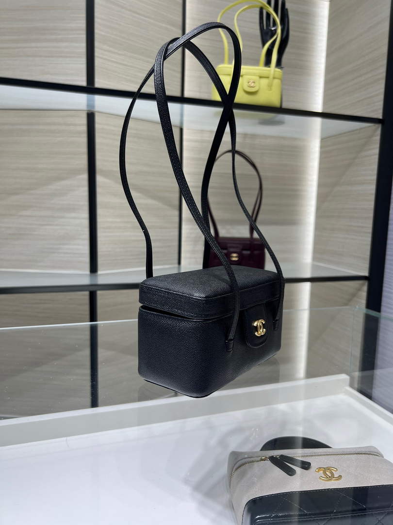 Chanel Long Vanity with Leather Strap AP5067, Calfskin Black