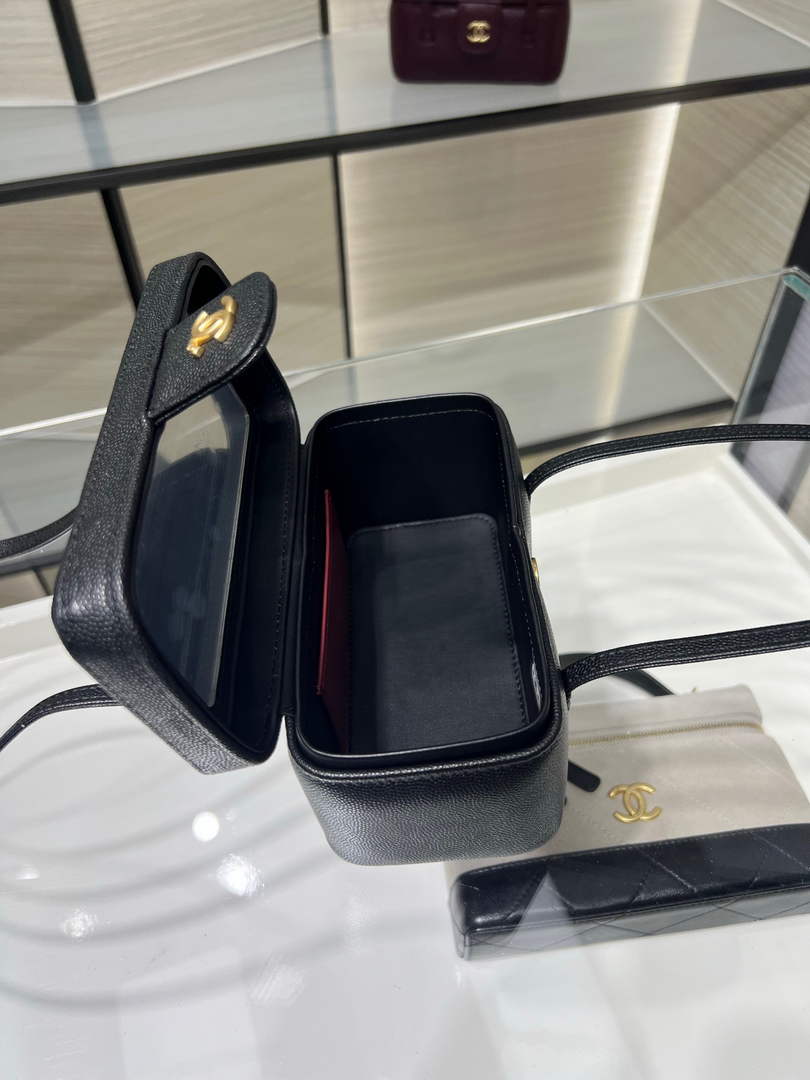 Chanel Long Vanity with Leather Strap AP5067, Calfskin Black