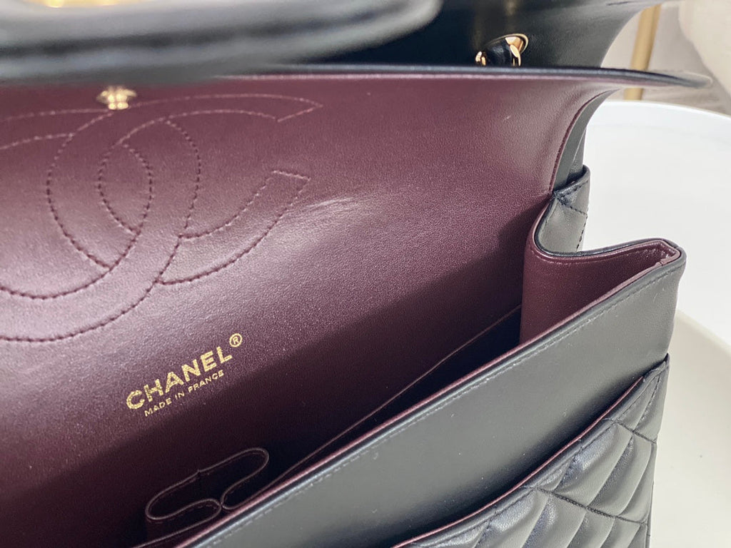 Chanel Maxi classic handbag, Lambskin A58601 Black Gold