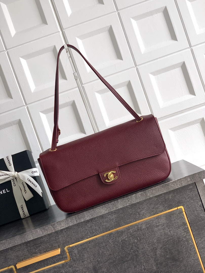 Chanel Maxi Flapbag AS6231 Grained Calfskin Dark Burgundy Gold