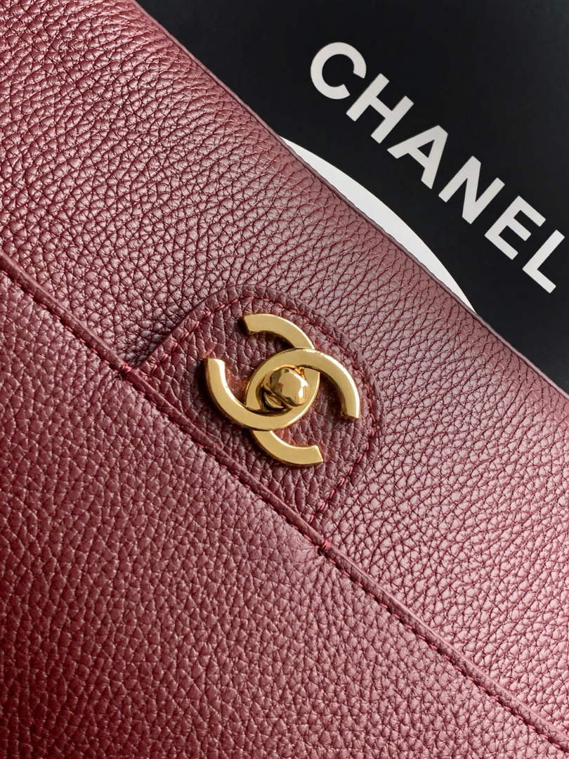 Chanel Maxi Flapbag AS6231 Grained Calfskin Dark Burgundy Gold