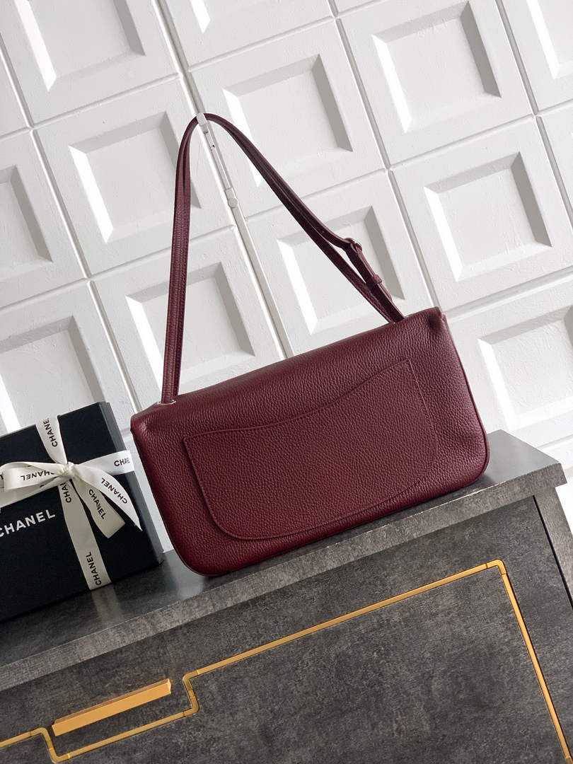Chanel Maxi Flapbag AS6231 Grained Calfskin Dark Burgundy Silver