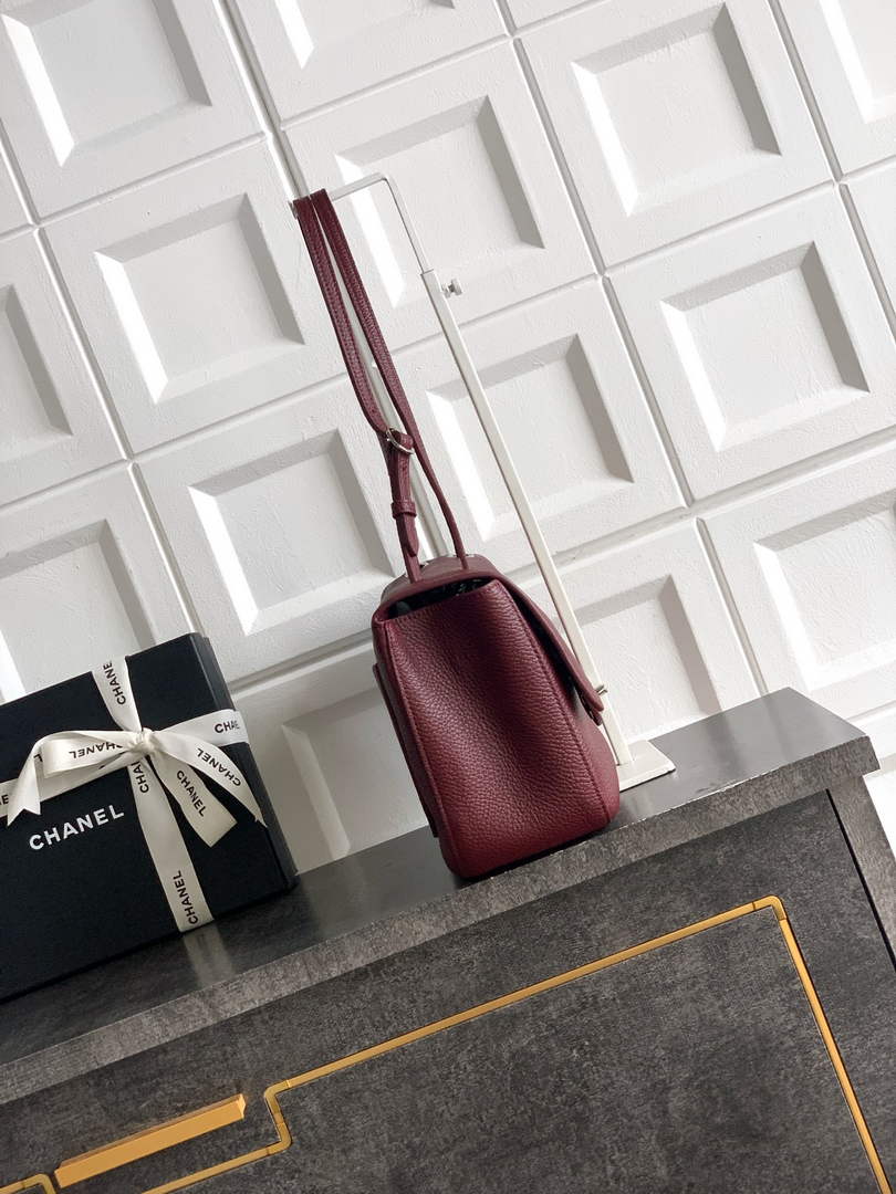 Chanel Maxi Flapbag AS6231 Grained Calfskin Dark Burgundy Silver