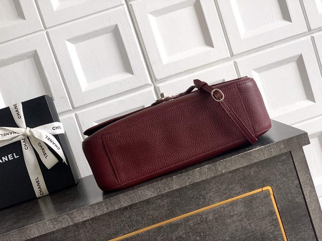 Chanel Maxi Flapbag AS6231 Grained Calfskin Dark Burgundy Silver