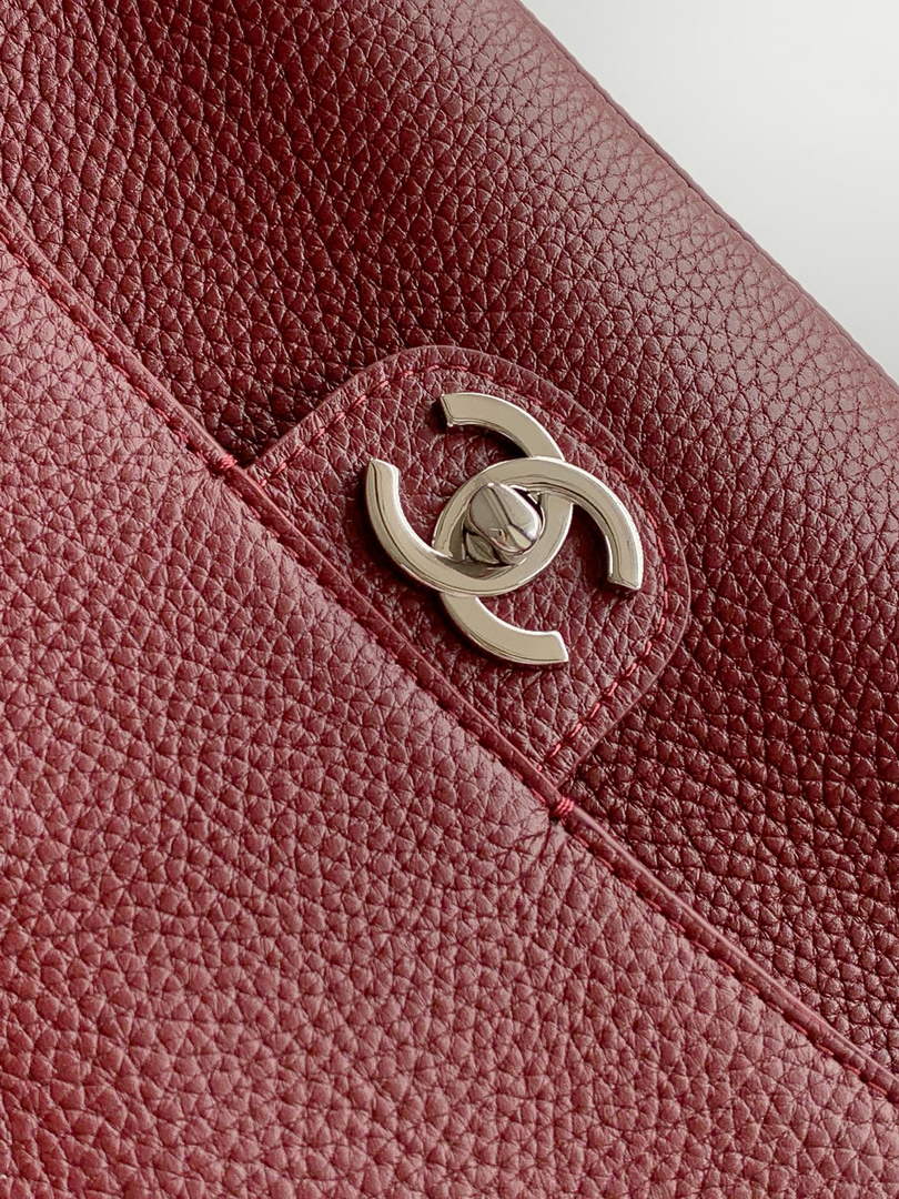 Chanel Maxi Flapbag AS6231 Grained Calfskin Dark Burgundy Silver