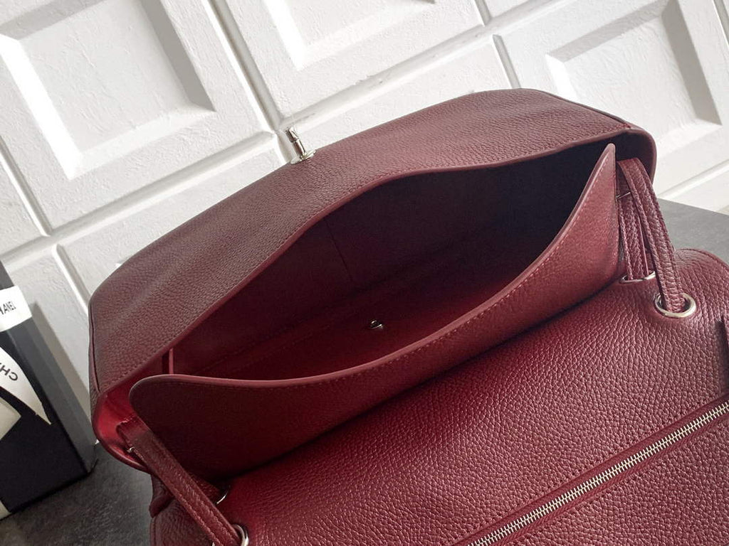 Chanel Maxi Flapbag AS6231 Grained Calfskin Dark Burgundy Silver