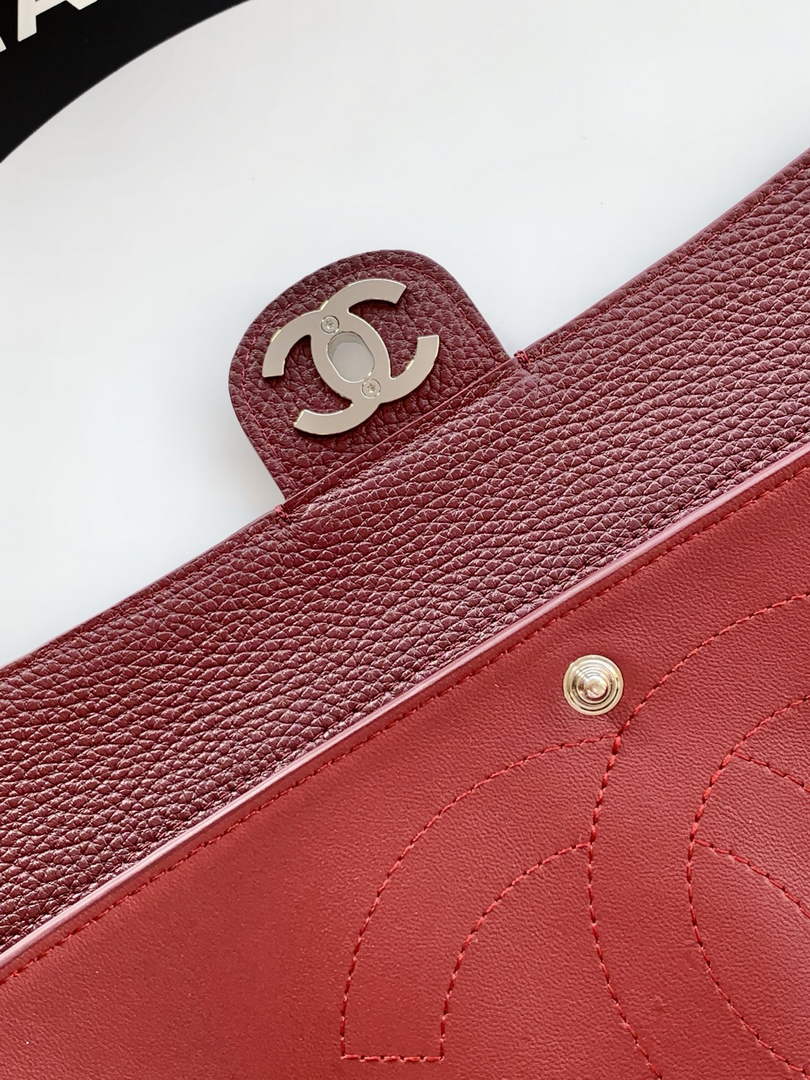 Chanel Maxi Flapbag AS6231 Grained Calfskin Dark Burgundy Silver