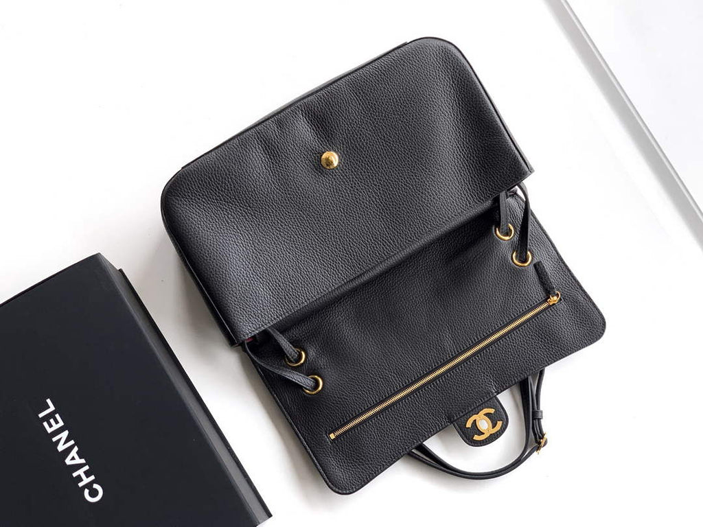 Chanel Maxi Flapbag AS6231 Grained Calfskin Black Gold
