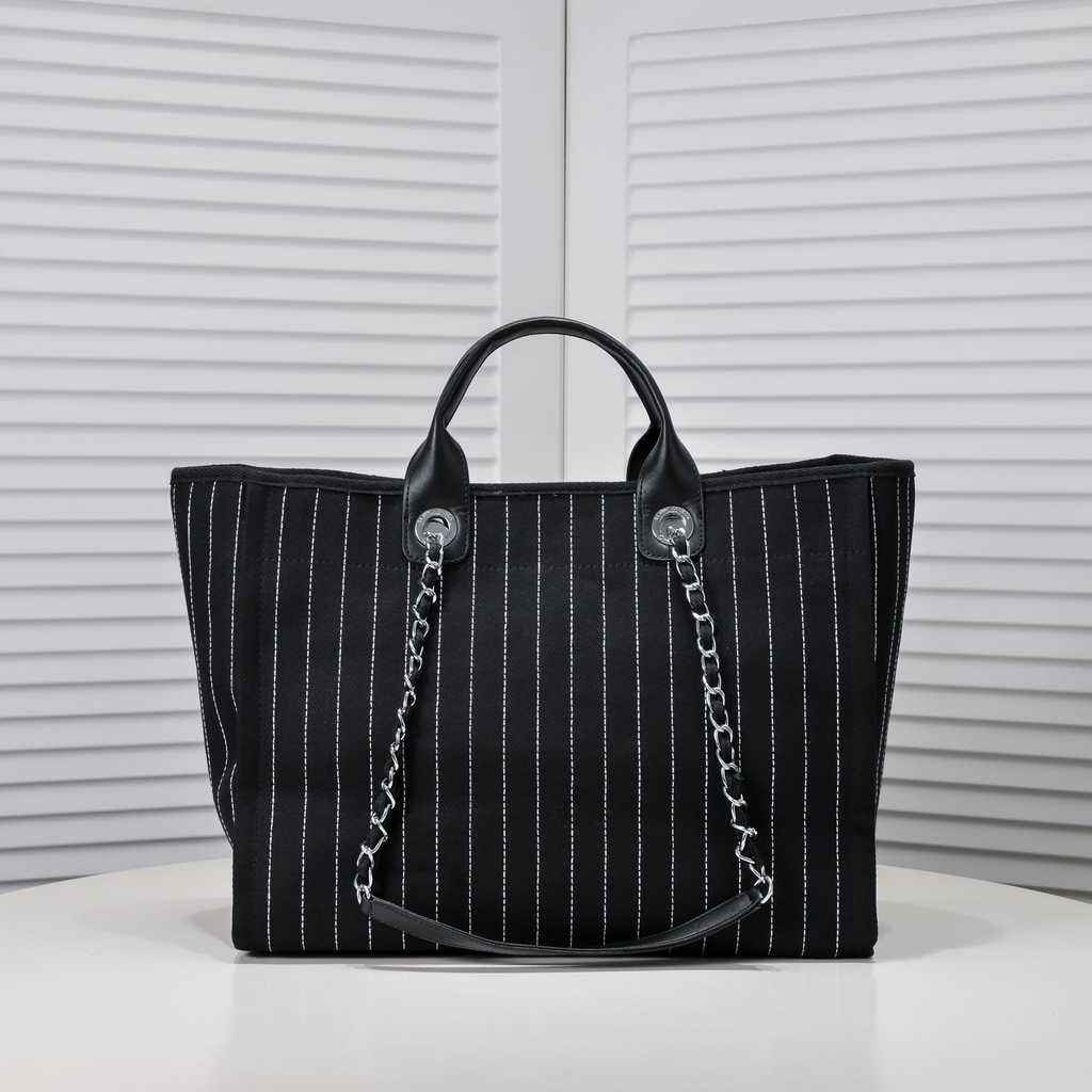 Chanel Maxi Shopping Bag A93786 Cotton Calfskin Black