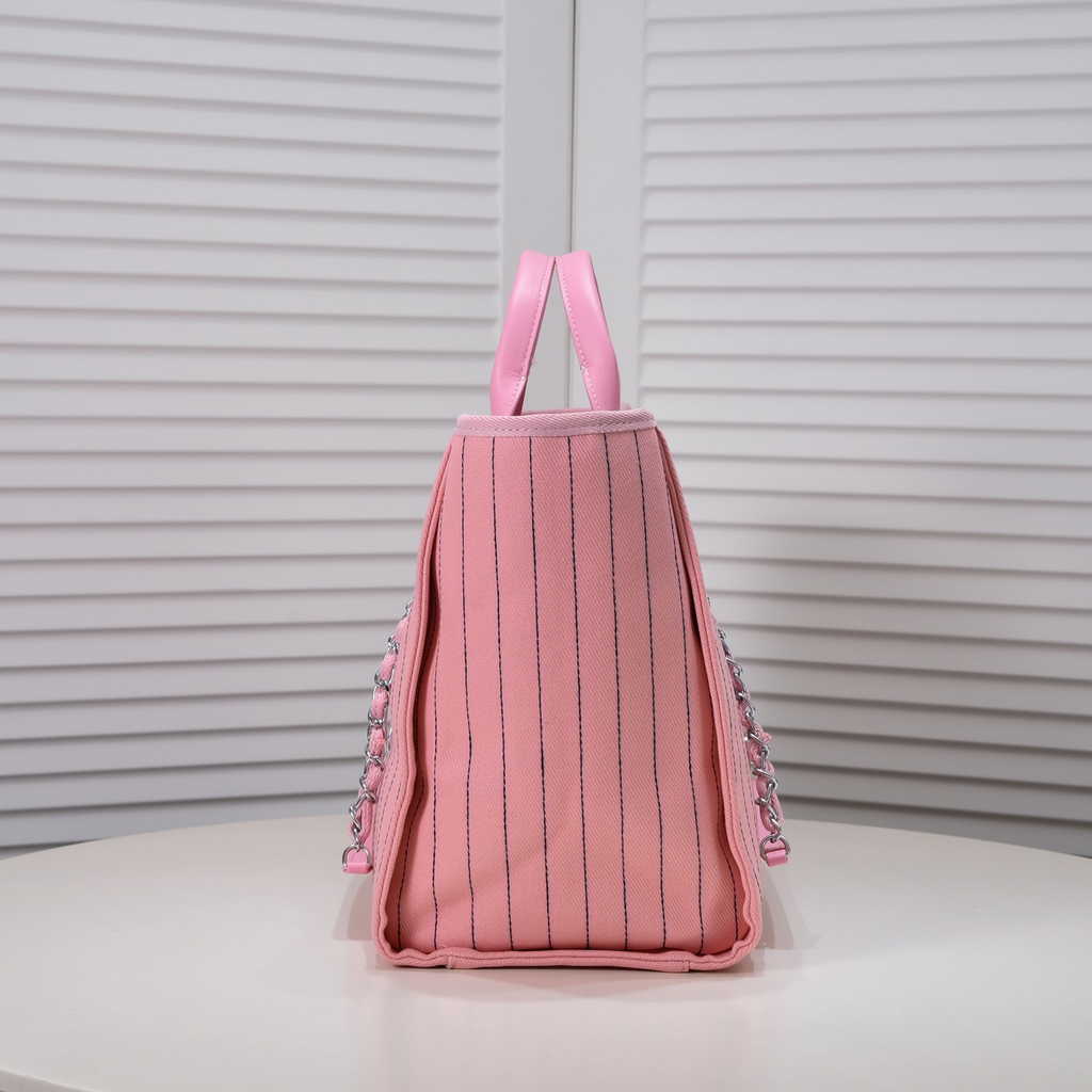 Chanel Maxi Shopping Bag A93786 Cotton Calfskin Pink