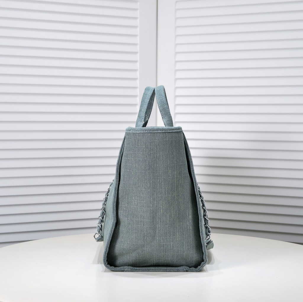 Chanel Maxi Shopping Bag A93786 Cotton Calfskin Blue