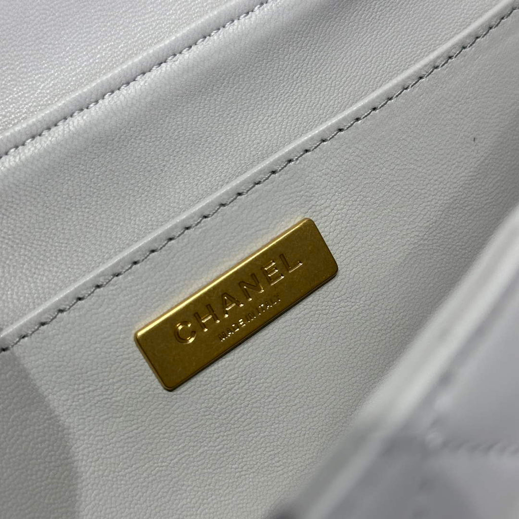 Chanel Medium flap bag with top handle, AS5356, Gray lambskin