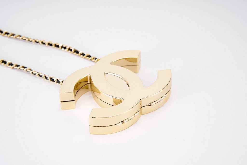 Chanel MICRO BAG Pendant Crossbody Long Necklace Gold