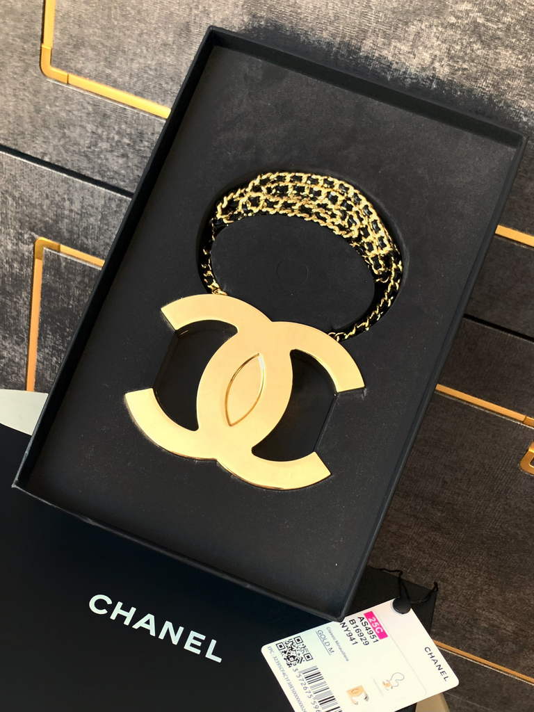 Chanel MICRO BAG Pendant Crossbody Long Necklace Gold
