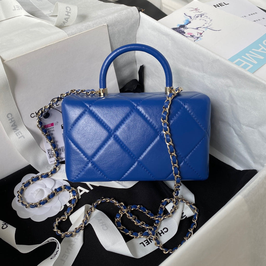Chanel Mini Box Shoulder Bag AS4469 Lambskin Dark Blue