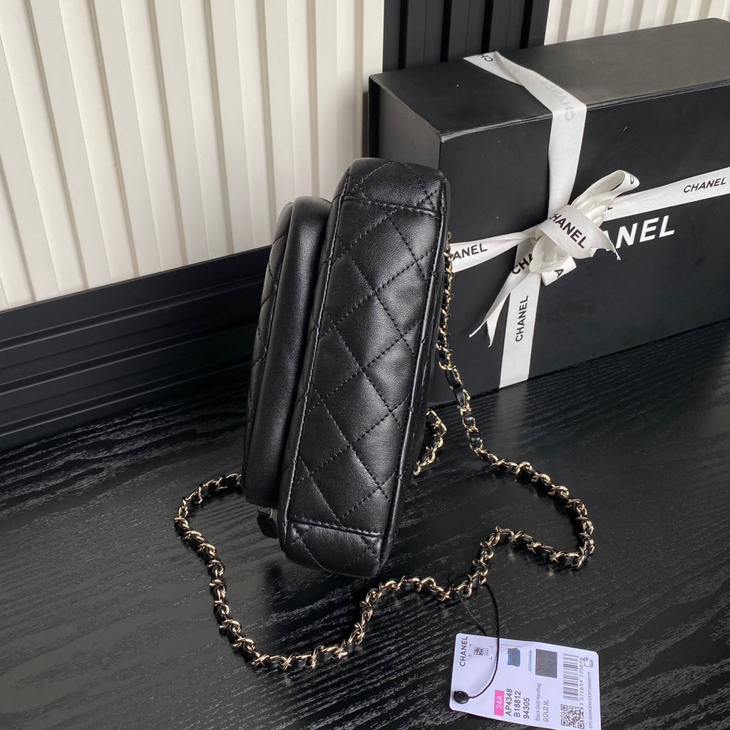 Chanel mini camera case, Shiny lambskin AP4378 black