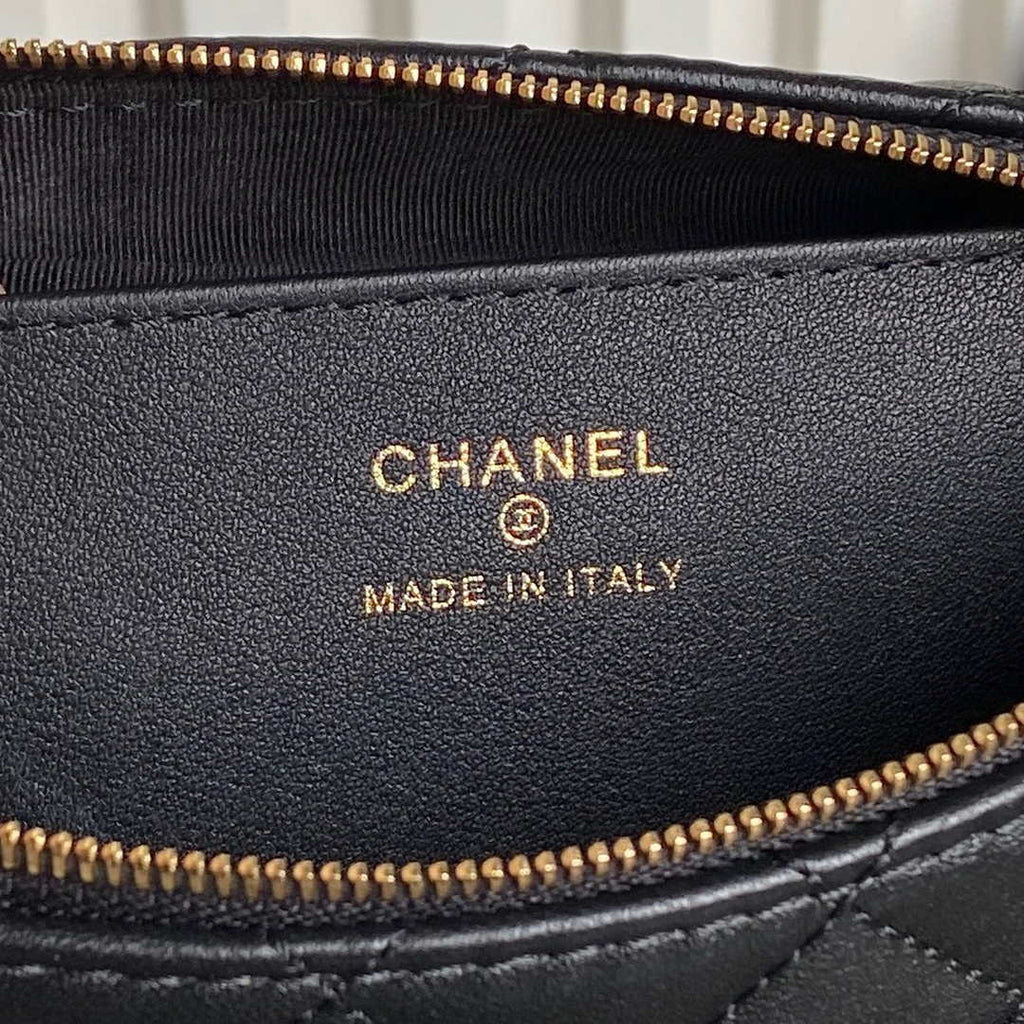 Chanel mini camera case, Shiny lambskin AP4378 black