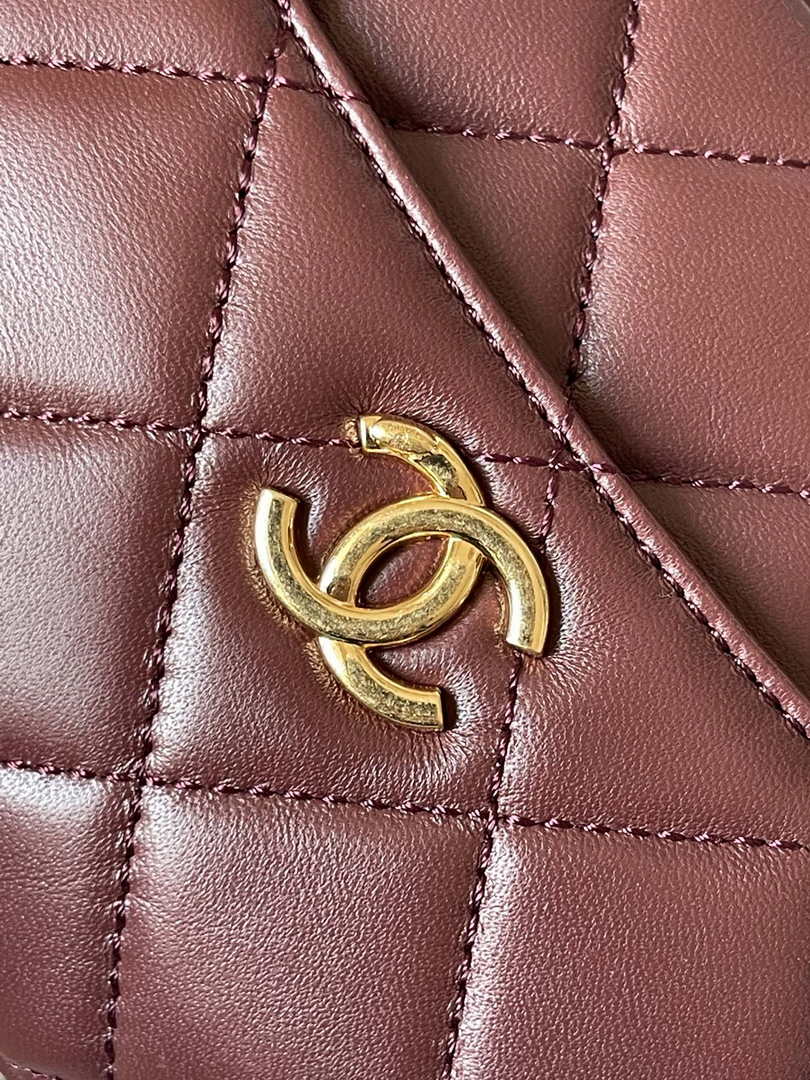 Chanel Mini camera case, Shiny lambskin AS5190 wine red