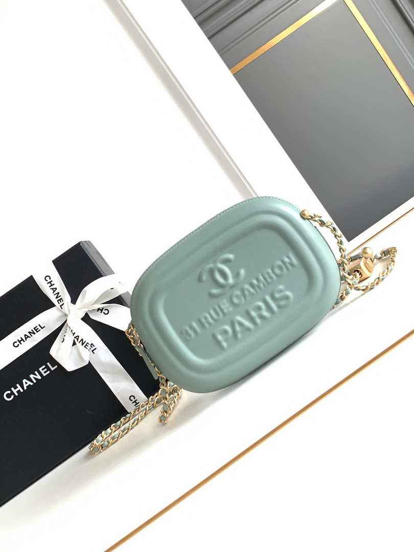 Chanel Mini camera case, Shiny lambskin AS5318 blue