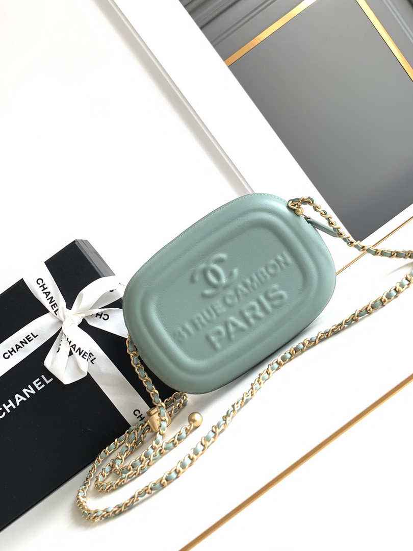 Chanel Mini camera case, Shiny lambskin AS5318 blue