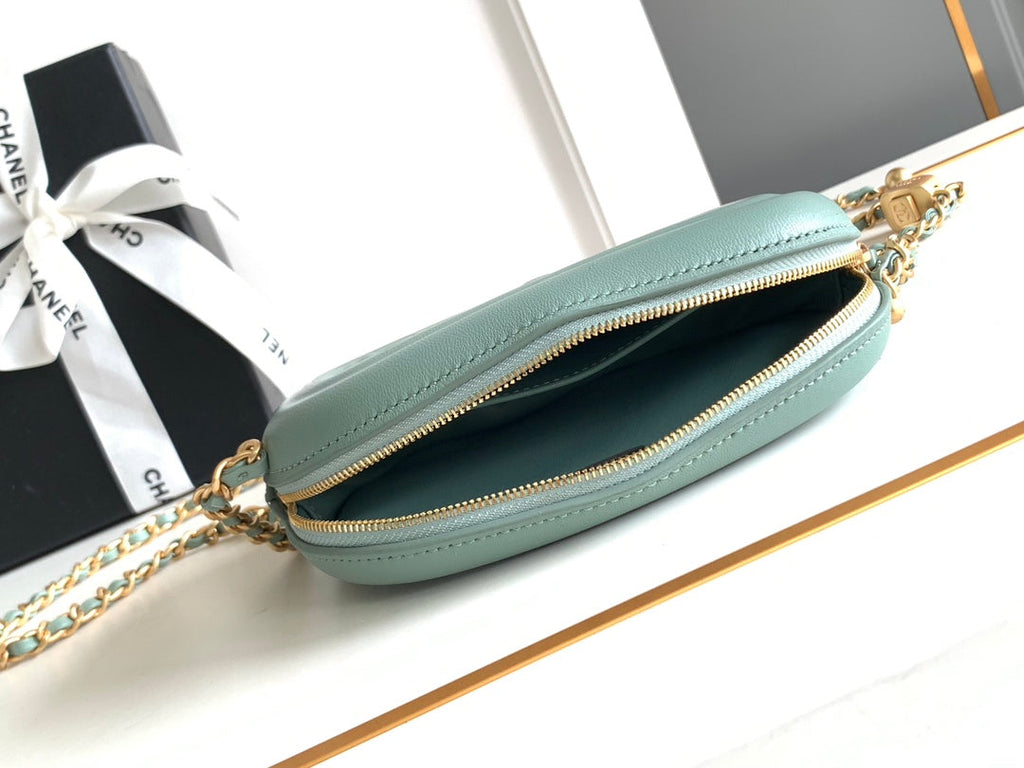 Chanel Mini camera case, Shiny lambskin AS5318 blue