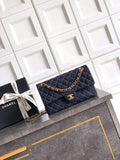 Chanel Mini Classic Handbag A69900 Denim Dark Blue