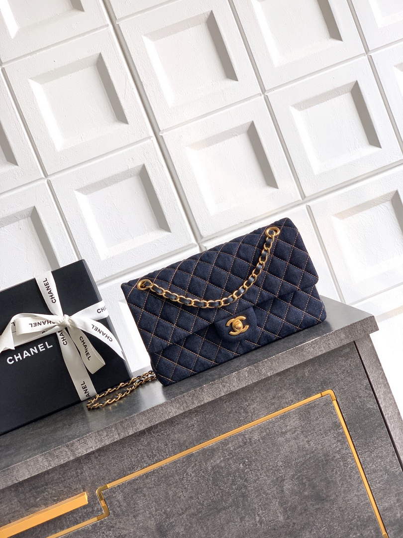 Chanel Mini Classic Handbag A69900 Denim Dark Blue