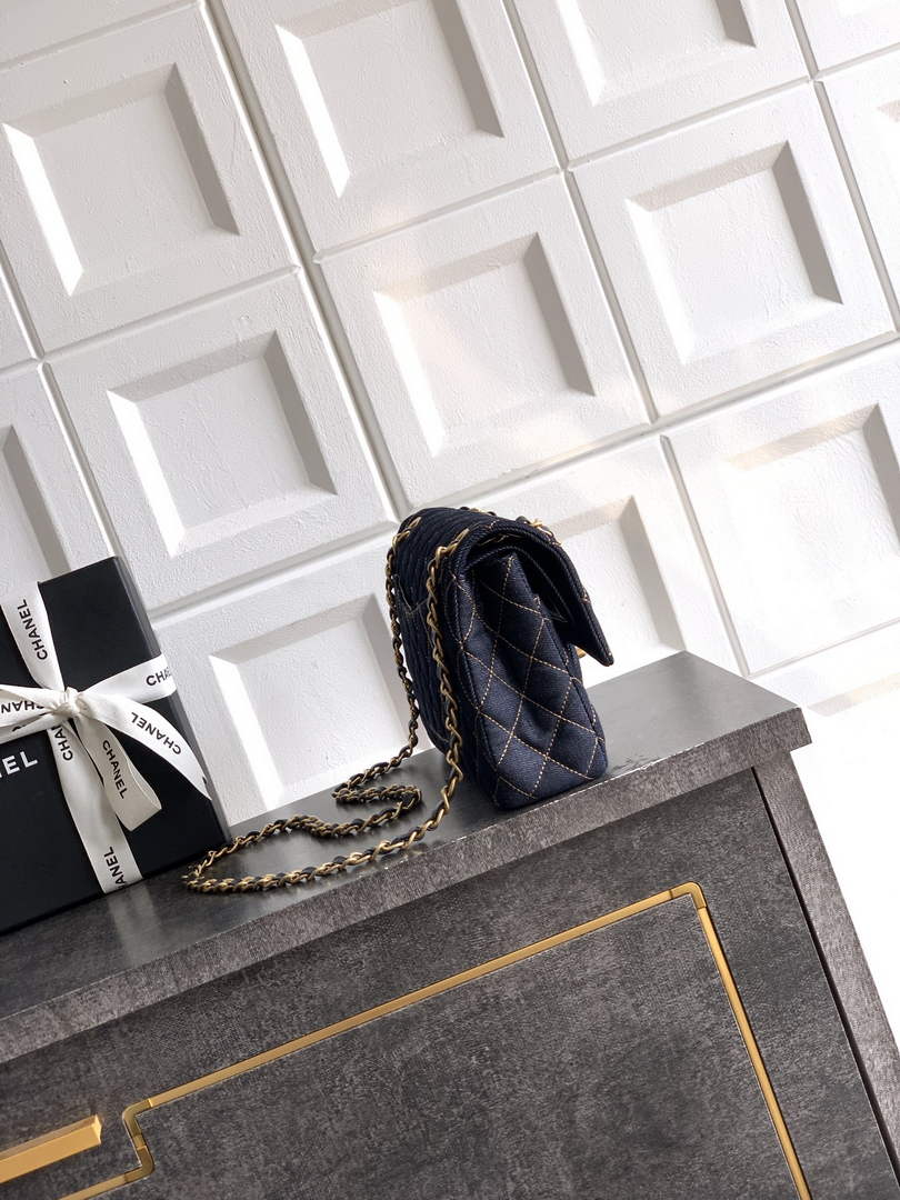 Chanel Mini Classic Handbag A69900 Denim Dark Blue
