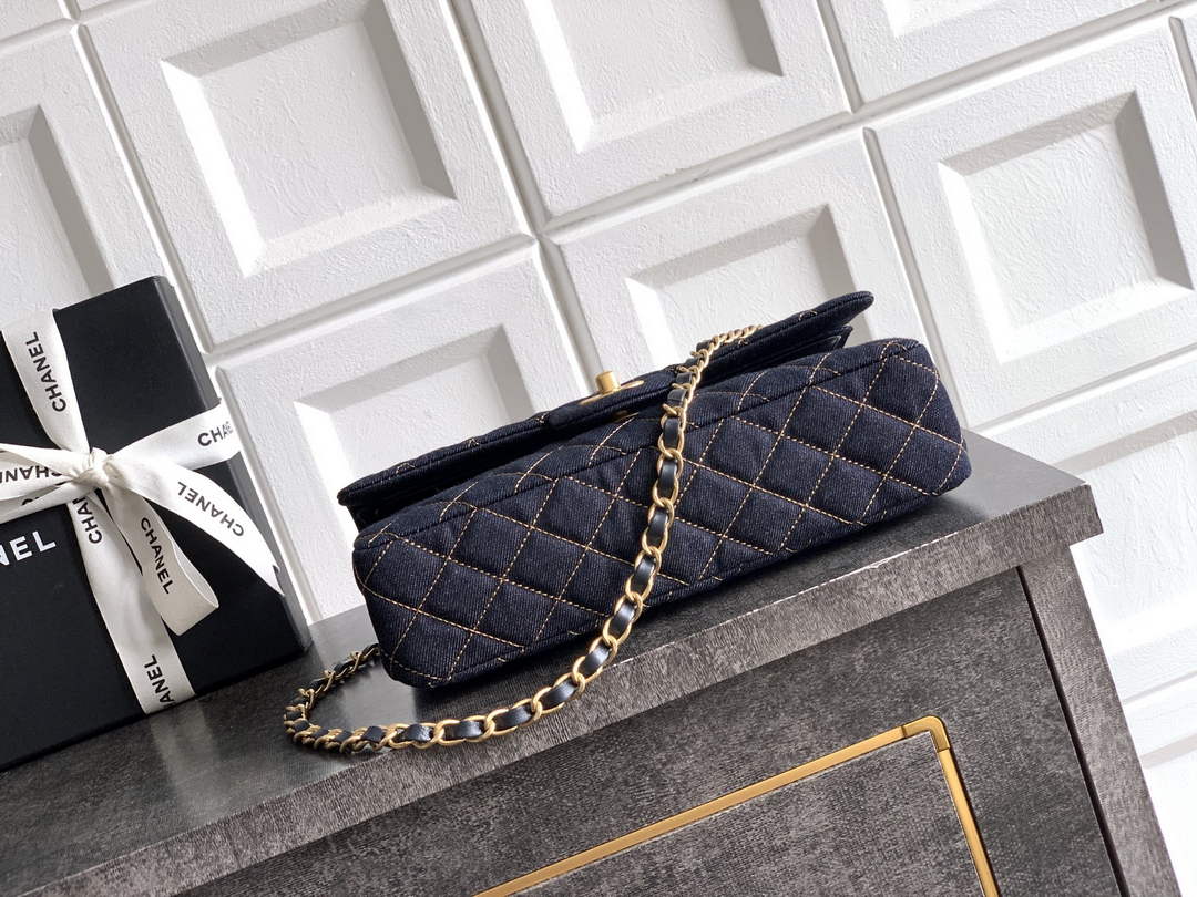 Chanel Mini Classic Handbag A69900 Denim Dark Blue