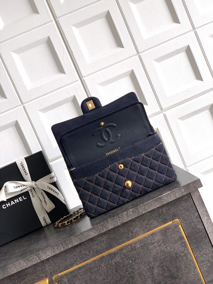 Chanel Mini Classic Handbag A69900 Denim Dark Blue