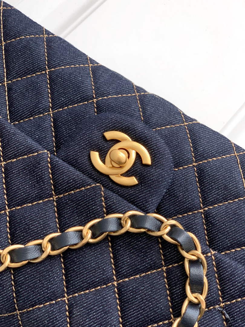 Chanel Mini Classic Handbag A69900 Denim Dark Blue