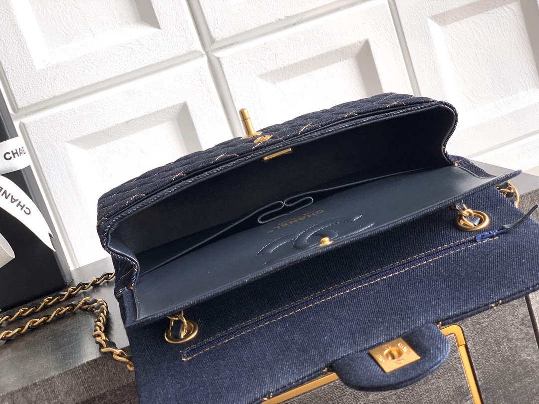 Chanel Mini Classic Handbag A69900 Denim Dark Blue