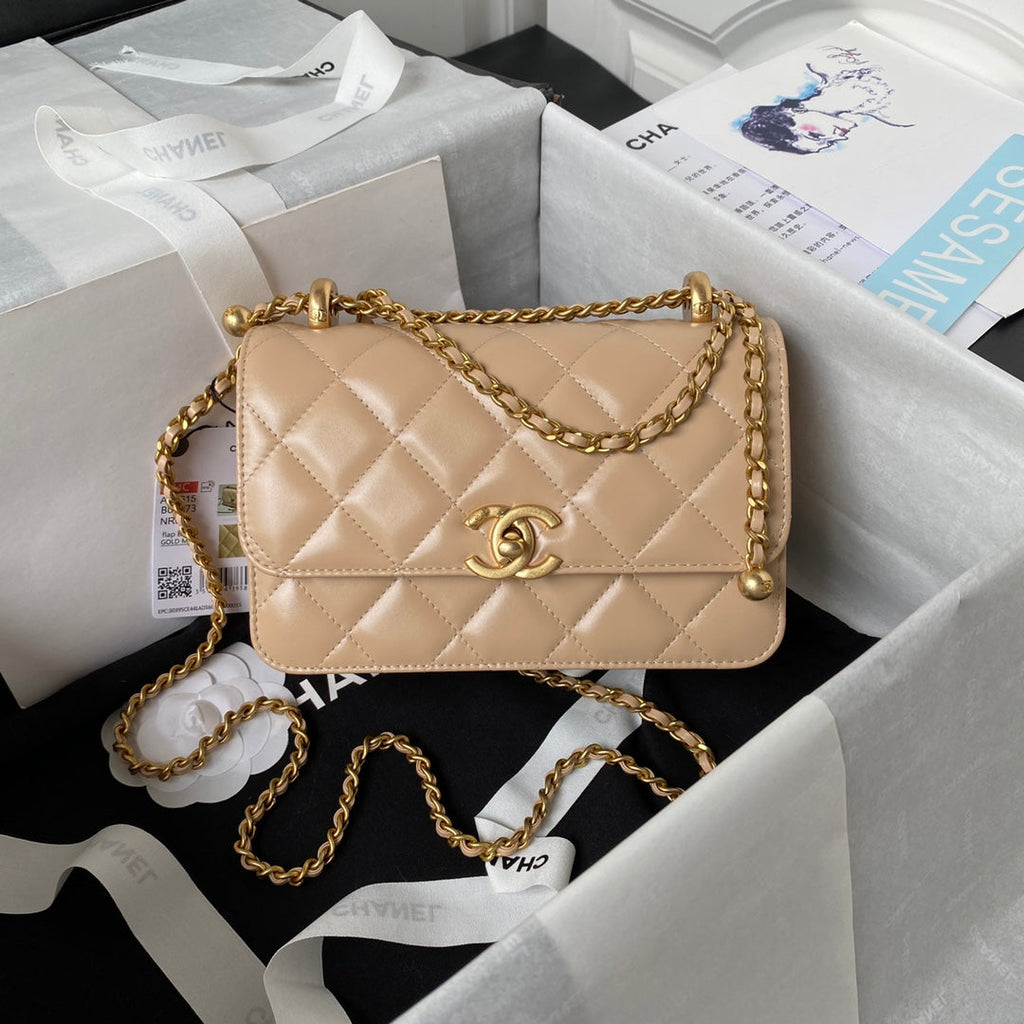 Chanel Mini Flap bag AS2615 Lambskin Apricot
