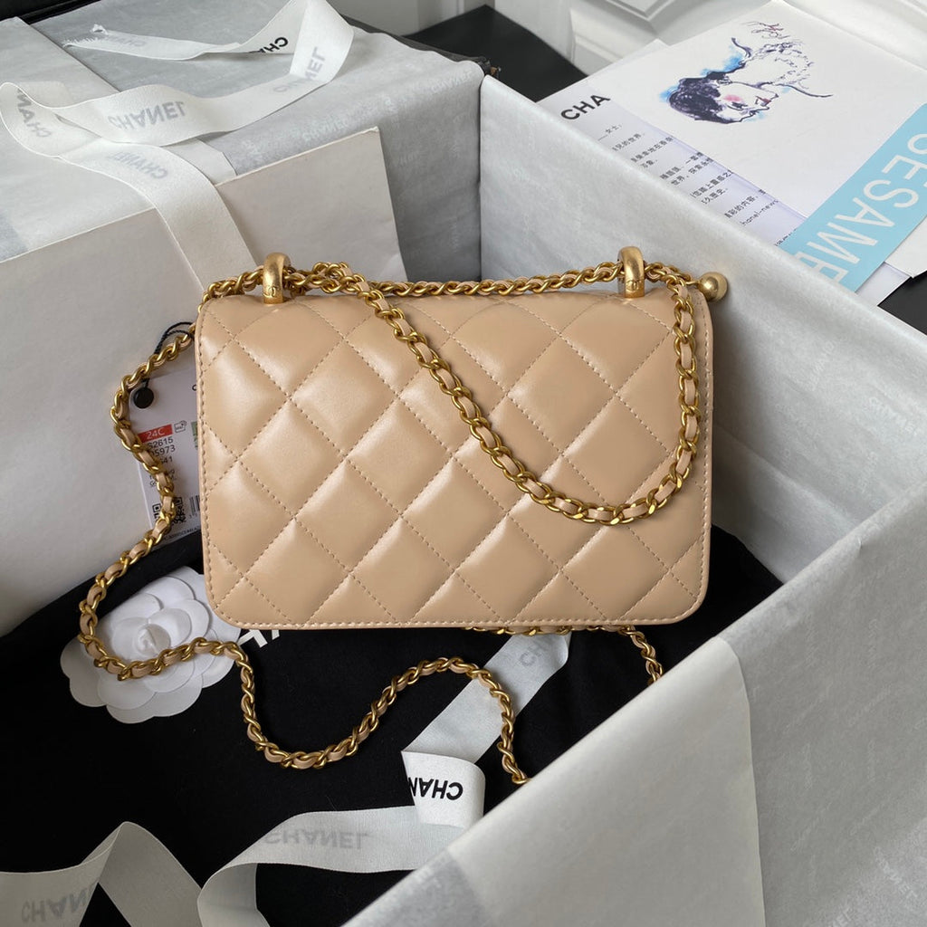 Chanel Mini Flap bag AS2615 Lambskin Apricot