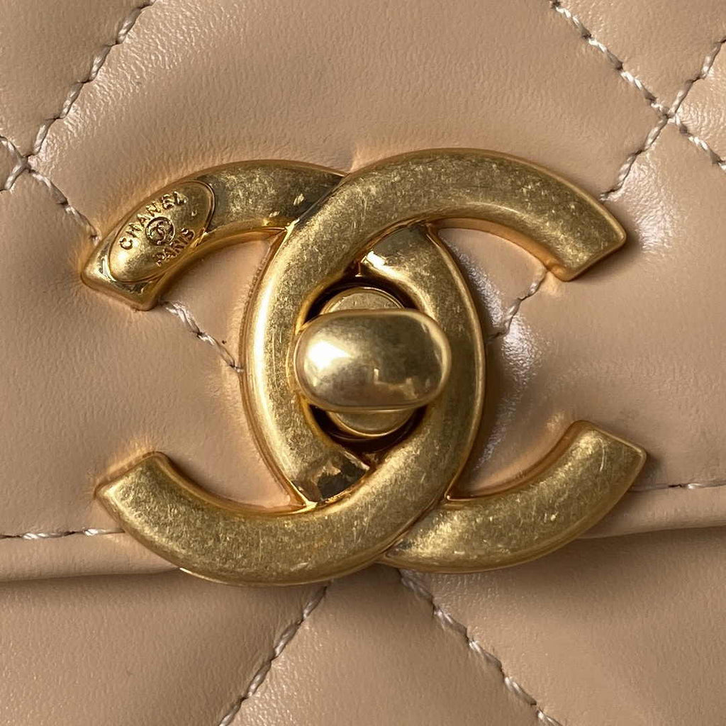 Chanel Mini Flap bag AS2615 Lambskin Apricot
