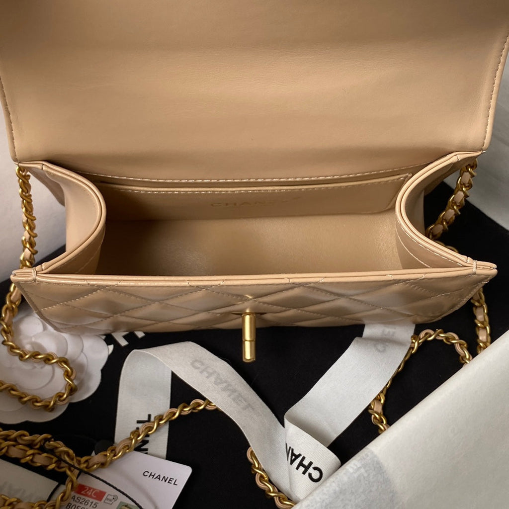 Chanel Mini Flap bag AS2615 Lambskin Apricot